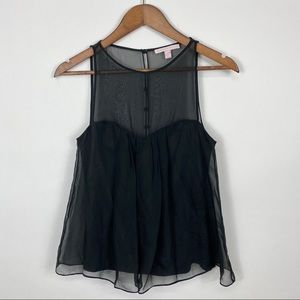 Rebecca Taylor Silk Sheer Black Sleeveless Top
